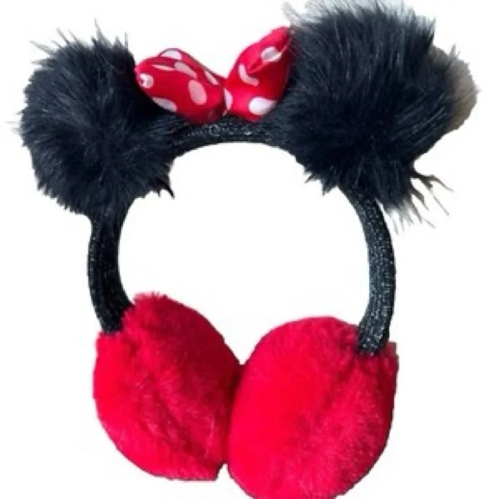 Disney Minnie Mouse Red and Black Fuzzy Earmuffs